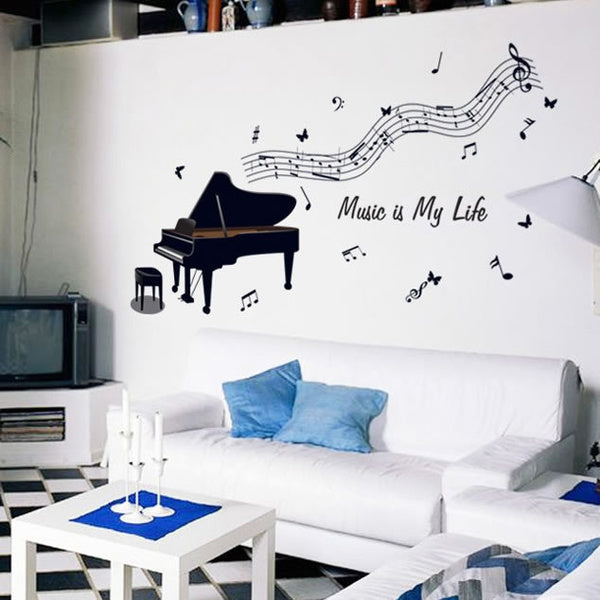 Wall Sticker AY7190 black piano notes