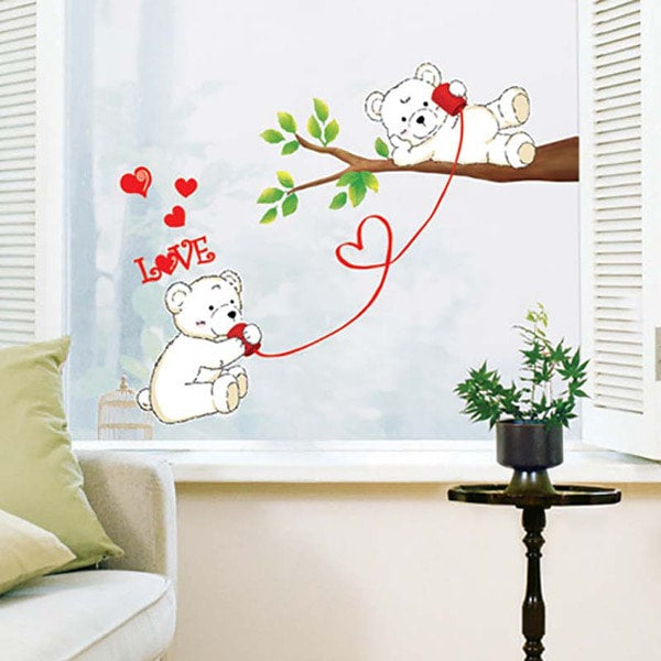 WUDHF Cute bear calling love wall stickers home love and happiness decoration children's room cartoon branches