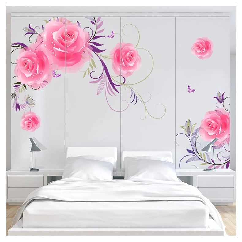 ROSES PVC Wall Sticker Home Decor - Flower wall sticker 2 peaces gs8705 Size: 60x90