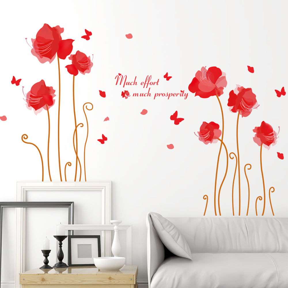 Beautiful Flowers Butterflies Trees Wall Stickers XL8159