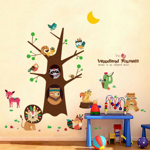 Animal Happy Tree Wall Sticker Removable Wall Sticker