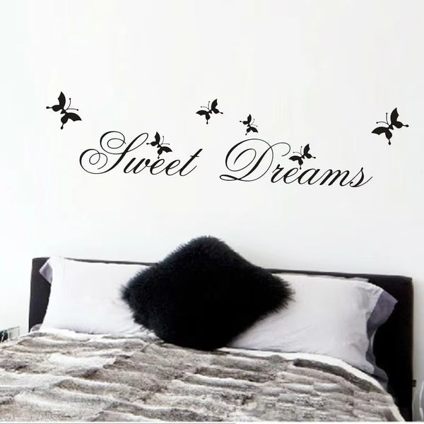 Sweet Dreams Quotes Butterfly Wall Sticker For Bedroom Home Decoration Kids Decals Diy Letters Mural Art Printing Pvc Poster Dz003 Size: 25x70cm