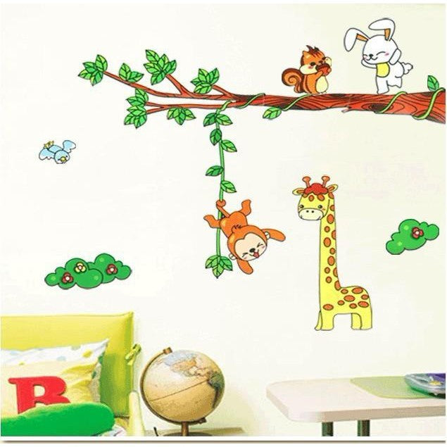 XY8012 FOREST ANIMAL MINI KIDS ANAK STIKER DINDING 50X70 WALLSTICKER