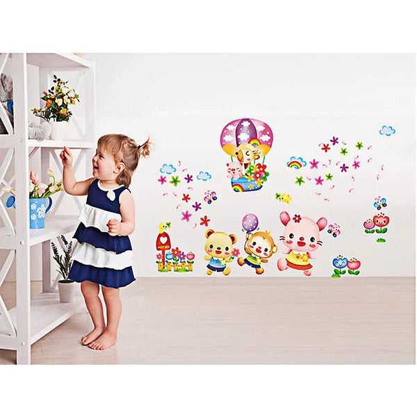 cute pink animal wall decal for kids abc1032