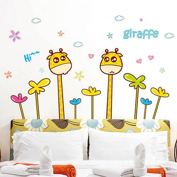 Top of top store - Wall Stickers, Cartoon Animal Design, Butterflies and Flowers Removable for Home Decoration PVC, Cute Giraffes size 50x70 xls7197