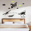 Wall Park Black Retro Aeroplane Removable Wall Stickers Ay6034