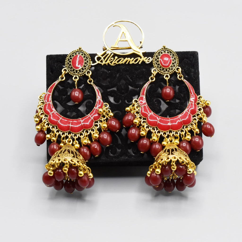 Afghani Beads Tassel Indian Jhumka Earrings For Women Bohemian Retro Gold Mirror  Tibetan Earrings Oorbellen