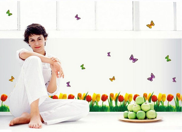 Tulips and butterflies wall decal Ay7121