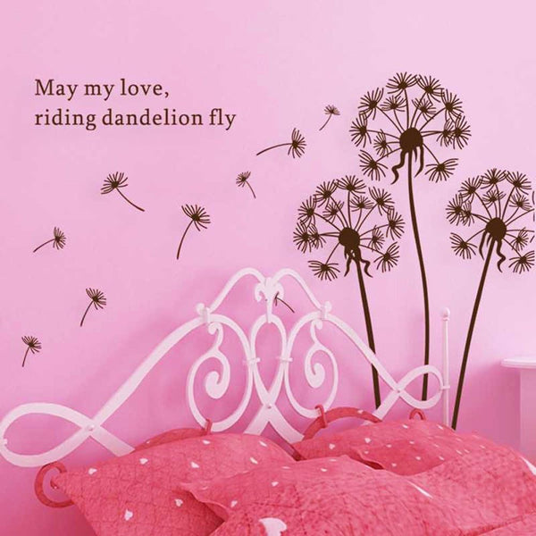 Brown Dandelion-AY695 Dandelion Dream Self-Adhesion and Removable DIY Vinyl Wall Decals Stickers