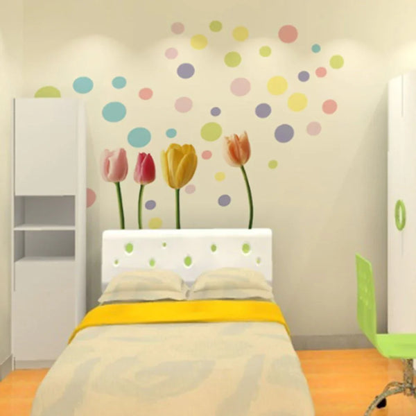 Colorful Flowers Butterflies Trees Wall Stickers size 45x60 ay6007