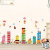 Wallpark Bunt Stadt Haus Gebäude Niedlich Bär Löwe Giraffe Affe Heißluft-Ballon Abnehmbare Wandsticker Wandtattoo, Kinder Kids Baby Hause Zimmer Kinderzimmer DIY Dekorativ Kunst Wandaufkleber