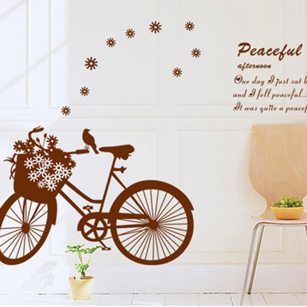 Ruilogod Bedroom Chocolate Color DIY Bicycle Wall Sticker Ay7021
