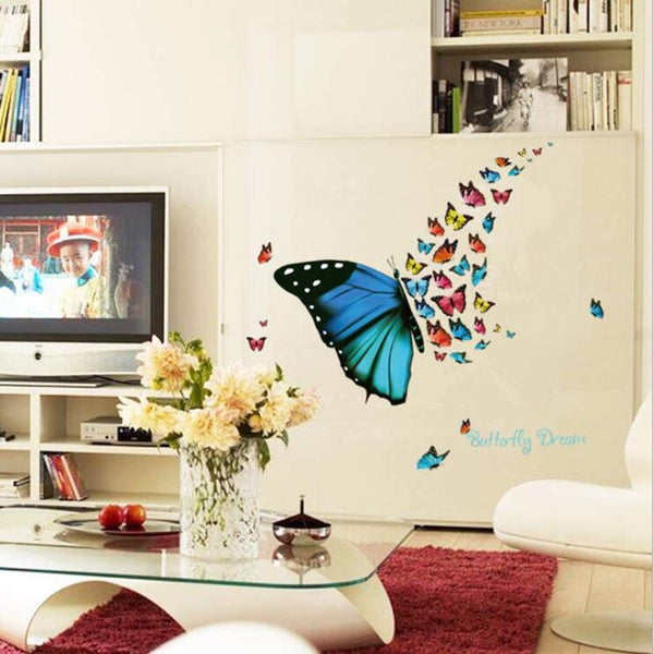 sk 36005 Butterfly Wall Decals Colorful Butterfly Painting Waterproof Sticker Removable Stickers Decor for Kids Room Decoration Home and Bedroom