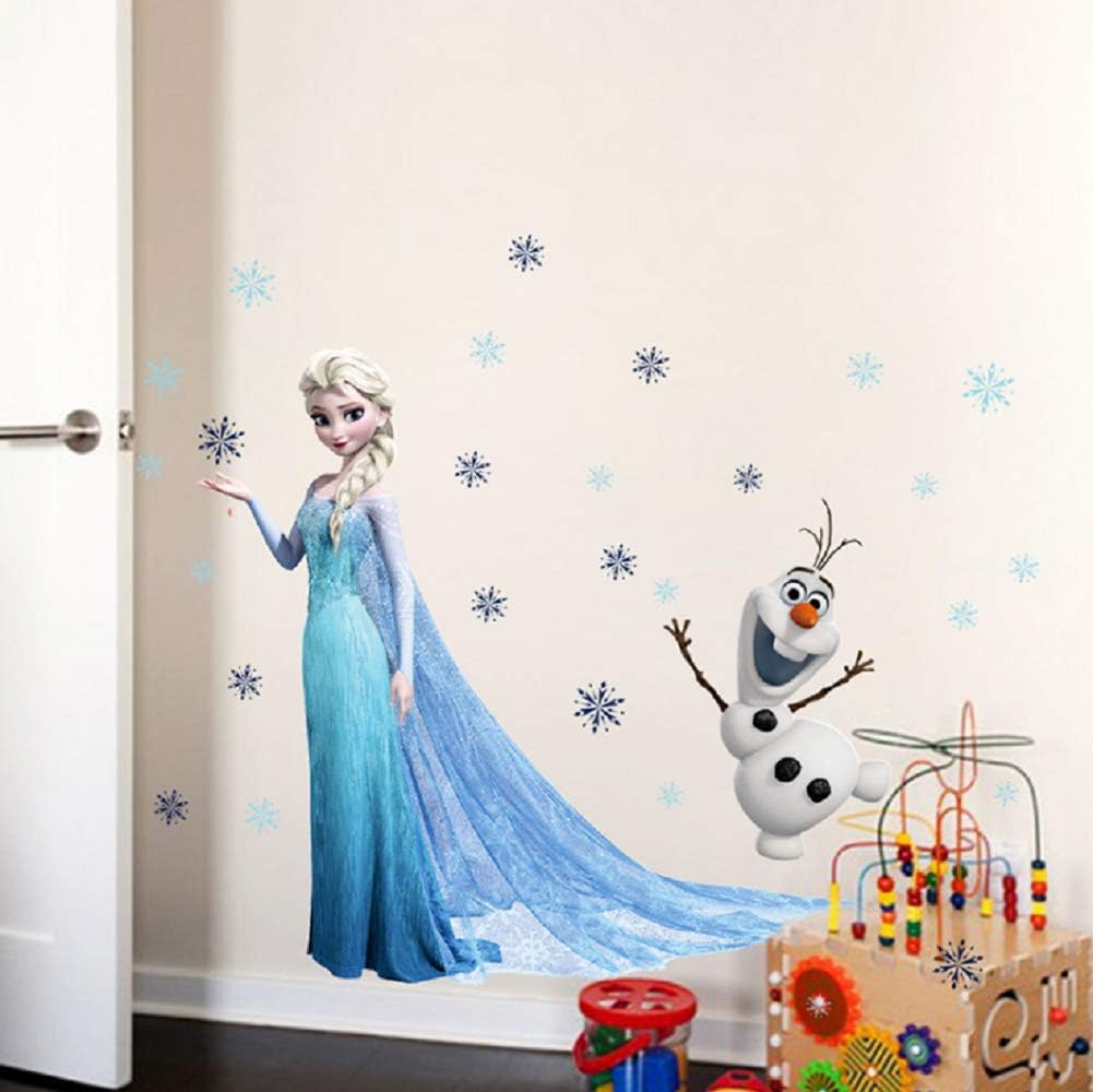 NC1366 Frozen Elsa and Olaf 3D Wall Sticker Home Decor for Kids Bedroom Wallpaper