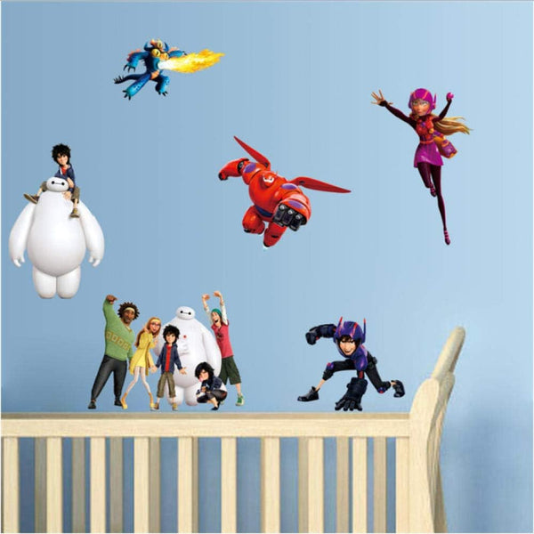 Big Hero Baymax Wall Stickers for Kids Room Home Decoration PVC Walls Decal Cartoon Movie Mural Art 30 * 90Cm