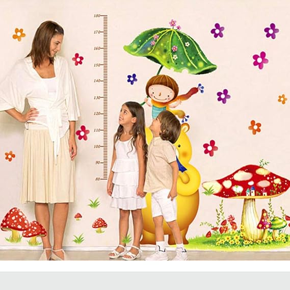 Cartoon Bear Kids Height Wall Stickers for Children Room Lovely Animal Home Decor Beautiful Girl Wall Decoration size 60x90  xy1115