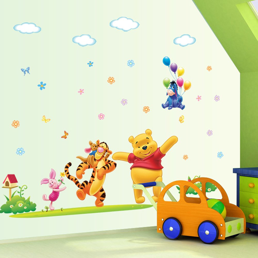 Gadfly- Flying Donkey and Winnie the Pooh Peel & Stick Nursery/baby Wall Sticker  size 60x90 dlx131l