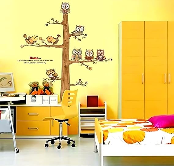 JAAMSO ROYALS Decorative Owl and Tree Design Vinyl Self Adhesive Peel and Stick Wallsticker for Wall Decor and Home Decor(90CM x 60CM)