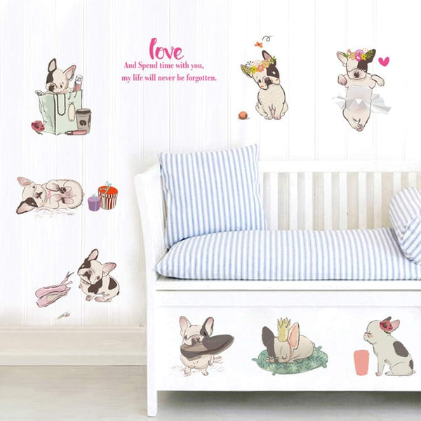 VOSAREA French Bulldog Dog Wall Sticker for Living Room Nursery TV Background size 50x70 sk7091