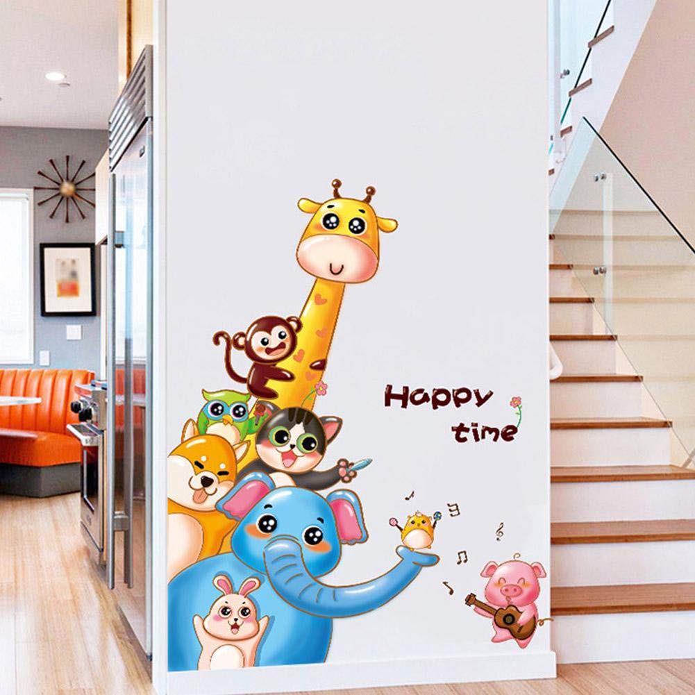 Animal Cartoon Wall Sticker Multicolour