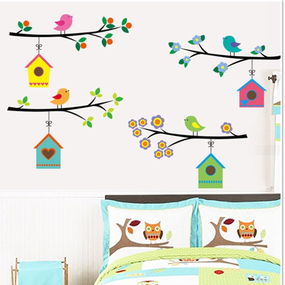 Country Style Birds Stand On The Tree Branch Wall Sticker Ay7226