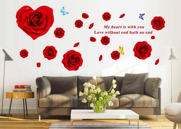 Ay9181 Red Roses Nature Wall Sticker