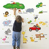 Sk9084 JAAMSO ROYALS Cute Cartoon Tree Animals Zoo English Words ' Wall Sticker (PVC Vinyl, 90 cm X 60 cm, Children's Room Décor Stickers)