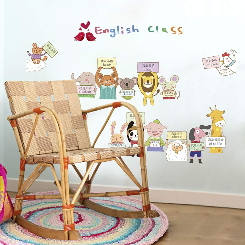 Sks6058  Milofi Nordic Cartoon English Recognizing Animals Children's Room Kindergarten Mural Background Wall