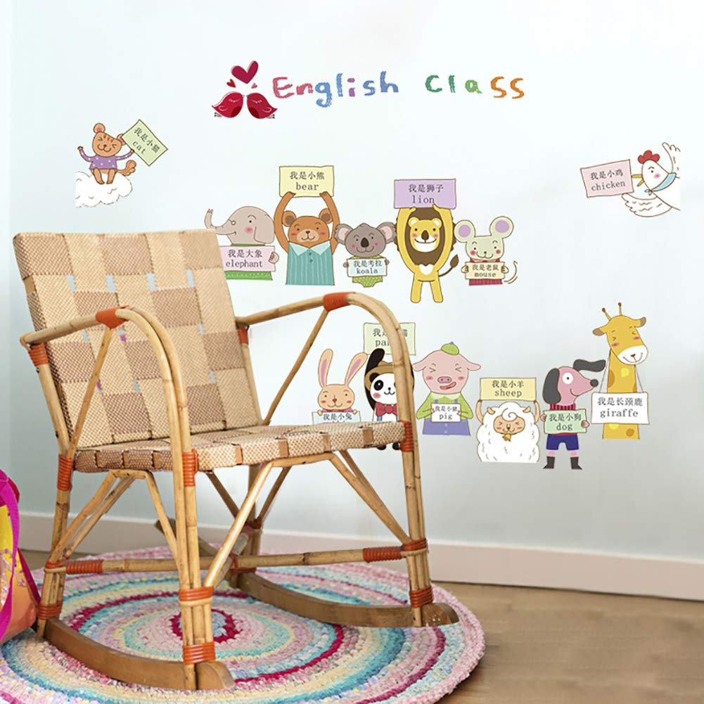 Sks6058  Milofi Nordic Cartoon English Recognizing Animals Children's Room Kindergarten Mural Background Wall