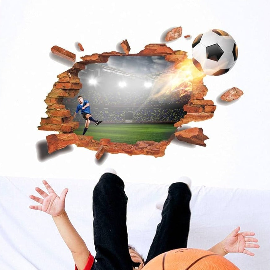 Sk9300 3D Football Broken The Wall Sticker