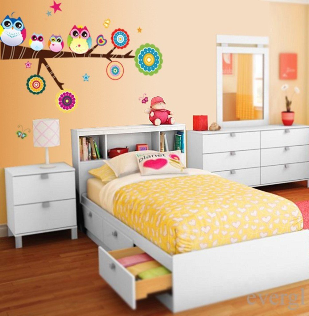 Decals Design 'Lovely Star Owl Family' Wall Sticker (PVC Vinyl, 25 cm x 70 cm), Multicolour