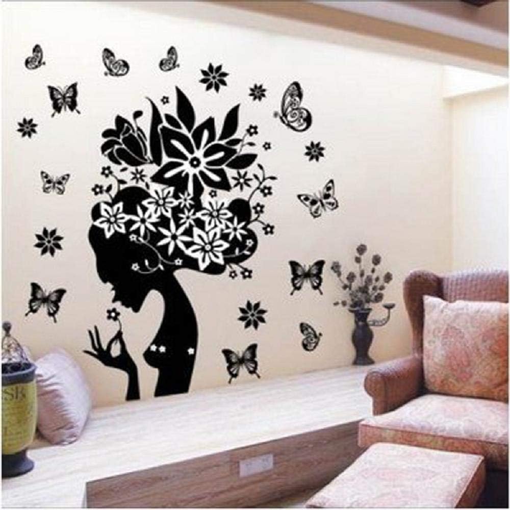 Butterfly and Woman Silhouette Decorative Sticker Home Living Room Sofa Background Removable Art Decor Mural Sticker Decal AY7184