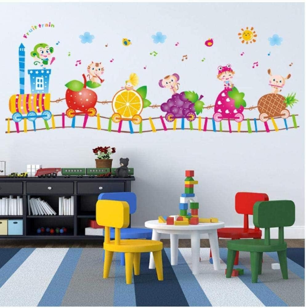 UYEDSR Wall Sticker Cartoon Fruit Train Wall Stickers for Kids room Children Bedroom Nursery Home Decoration Vinyl Removable Art Wall Decals 50 * 70cm