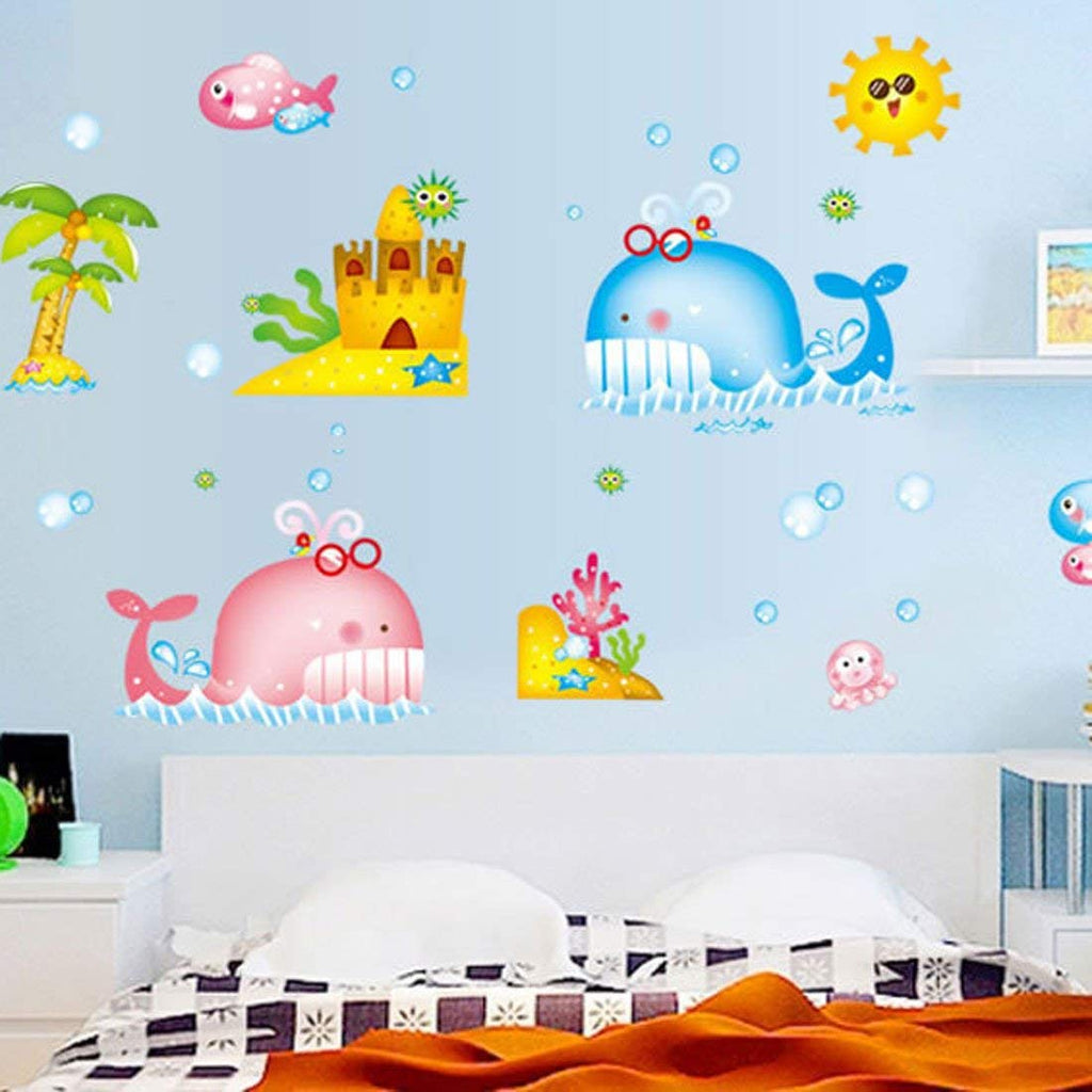 ® Whale Fish Patternroof Wall Stick® Whale Fish Pattern DIY Waterproof Wall Sticker Mural Decor size 60x90 ay9110
