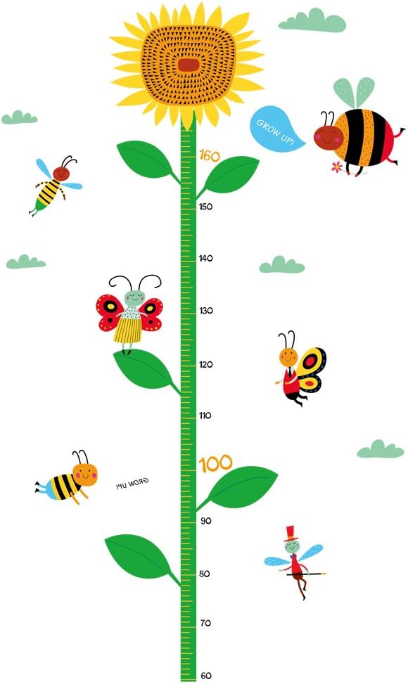 Sks7059 Height Growth Chart for Kids, Height Chart Wall Hanging, Wall Decor, Sunflower Height Growth Measurement Chart for Kids, Wall Art Stickers for Nursery