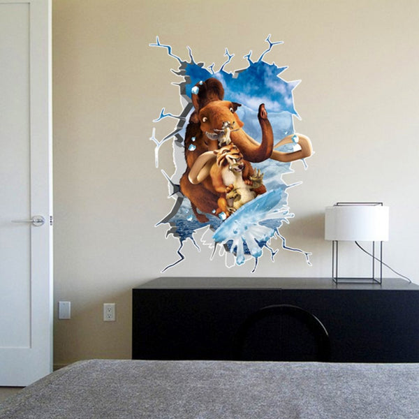 XL8123 EasiTool 3D Wall Stickers Ice Age Room Decals Waterproof Dimensional Decor Home Decor Bedroom Sticker