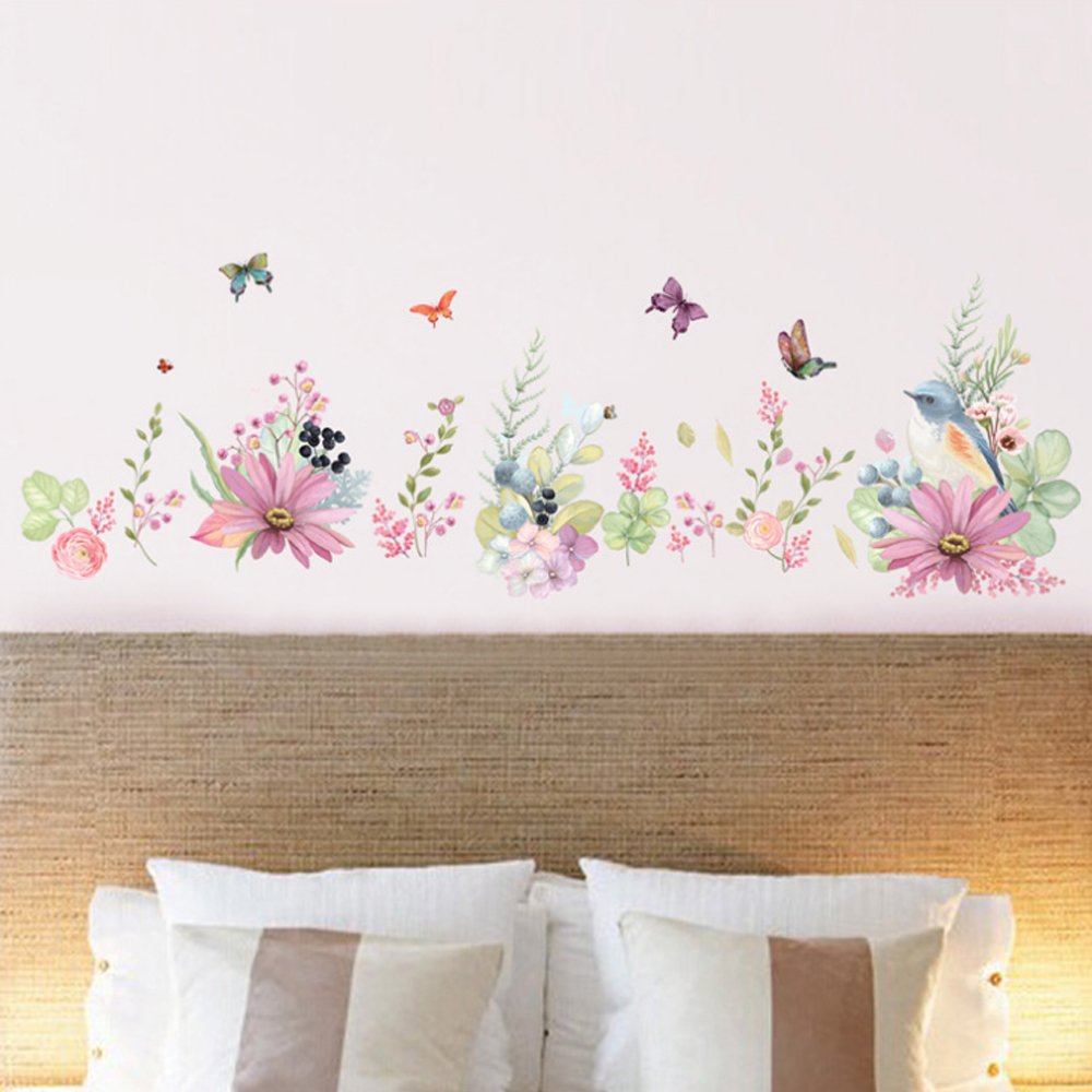 Fresh Flowers Birds Butterflies Wall Decal Home Sticker Abc 1056