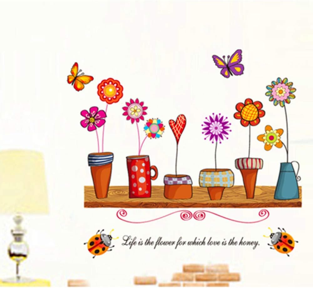 Jm5120 WALLSTICKER COLOR POT BUNGA FLOWER WALL STICKER STIKER