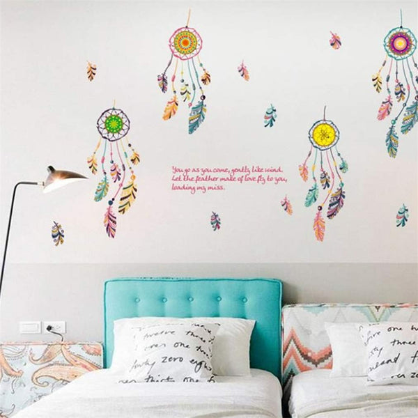 3D color wall stickers you go as you come, feather dream catcher, , waterproof sticker poster size  50*70 sk7021