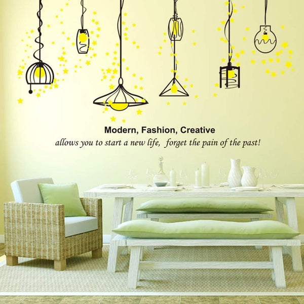 Yellow Black Classic Lamp Wall Sticker Self-Adhesive DIY Wall Murals Home Decor Art size 50x70 xh3943c