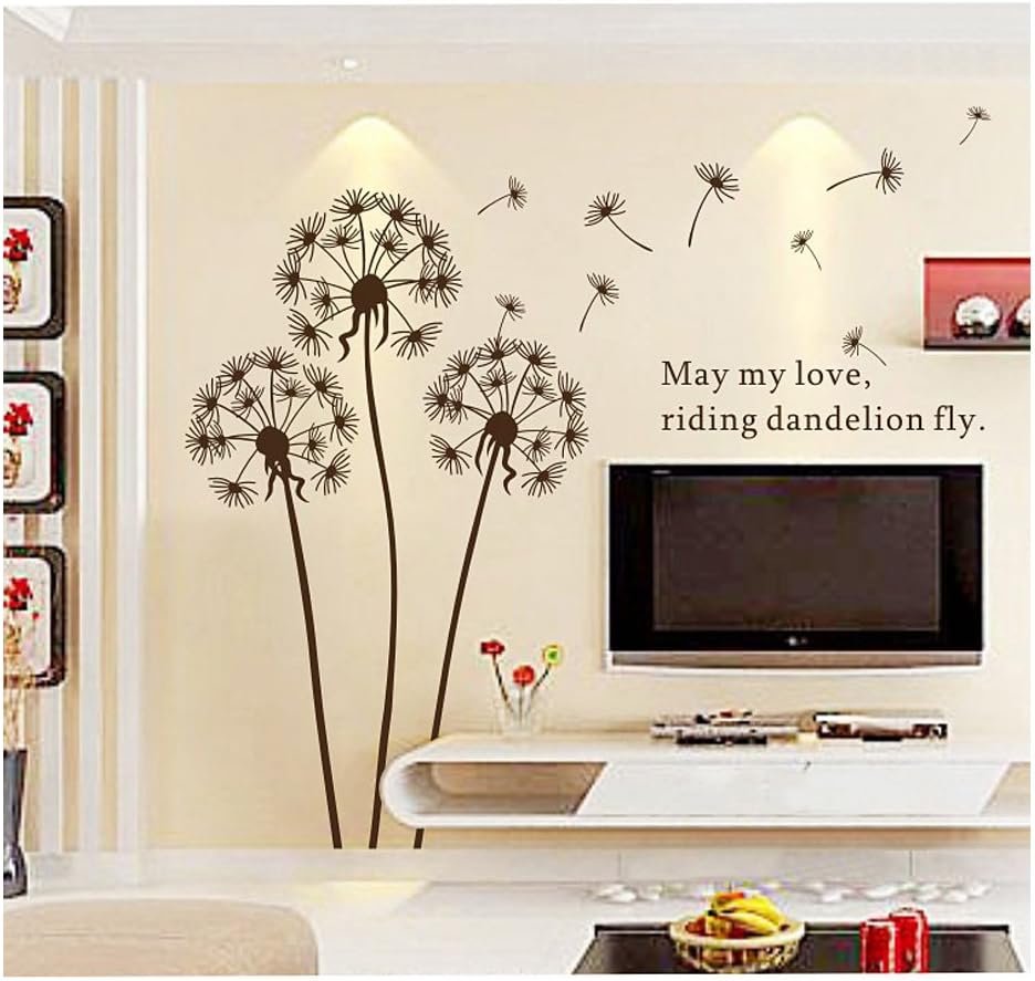 Charming Adhesive Rooms Walls Vinyl DIY Stickers / Murals / Decals / Tattoos With Dandelions In the Wind And Love Quote / Text Designs By VAGA