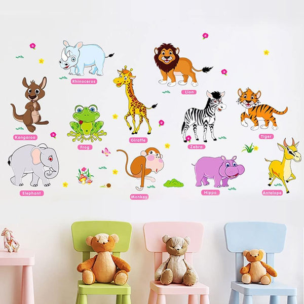 SuperDuo Animal Wall Sticker Cartoon DIY Art Decal Self-Adhesive Wallpaper Mural Decorate for Living Room TV Sofa Background Bedroom Kids Room Nursery size 60x90  am9215