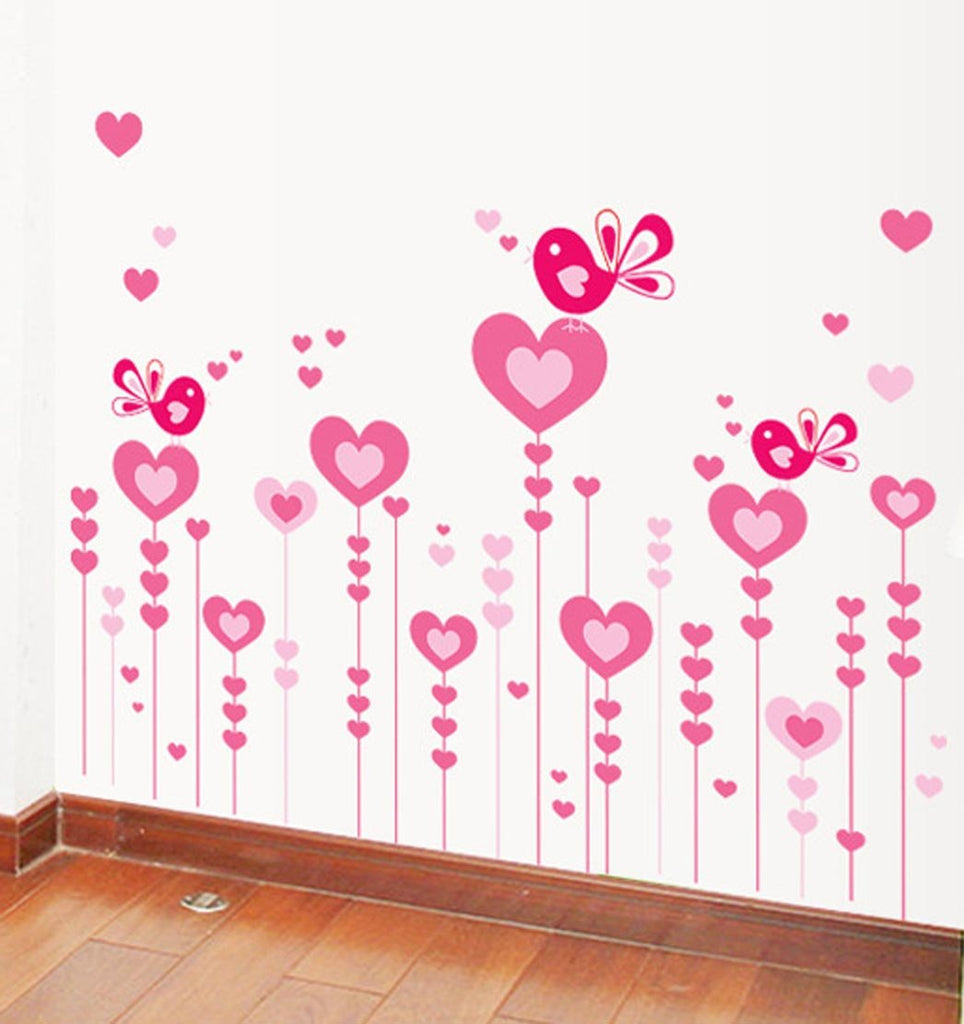 Love Pink Bird Wall Stickers AY9116 Aesthetic Children's Bedroom Wall Stickers