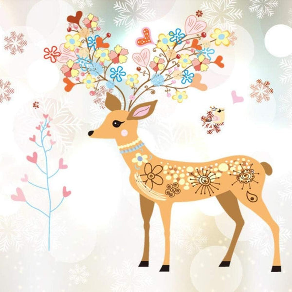 Wall Stickers Large Size PVC Removable Lovely Ska Deer Decorated with Colorful Flowers Trees for Kids Wedding Room Home size 60x90 dlx9171