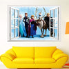 Frozen ElLsa Anna Olaf Kristoff Sven Hans 3D Window Wall Poster, Wallpaper, Wall Sticker Home Decor Stickers for bedrooms, Living Room, Hall, Kids Room, Play Room LM6006 Size: 45x60