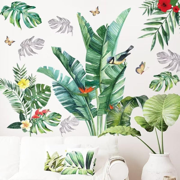 Greenery Leaves Wall Stickers Green Plants Wall Stickers Living Room Bedroom Office Wall Decoration size 60x90 nc023