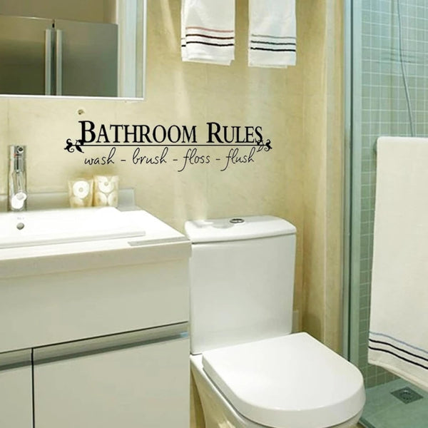 Bathroom Rules Wall Sticker, Minimalism Art Decals for Bathroom Door Home Decorations,PVC Mural Background Removable Stickers size 40x45 dz006