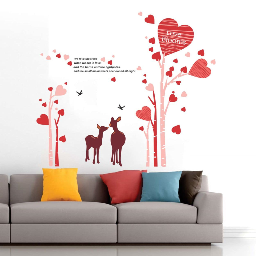 Asmi Collection Wall Stickers Pink Tree with Pretty Heart and Deer size 6x90  AY883