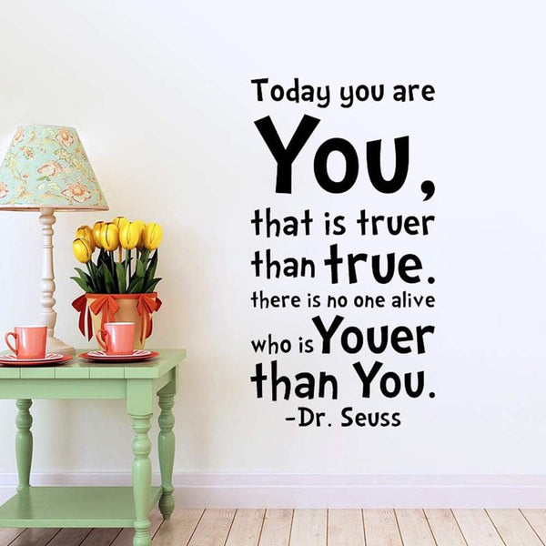 Summer Today You Are You That is Truer Than True Quote Home Decal Dr. Seuss Black Wall Decor