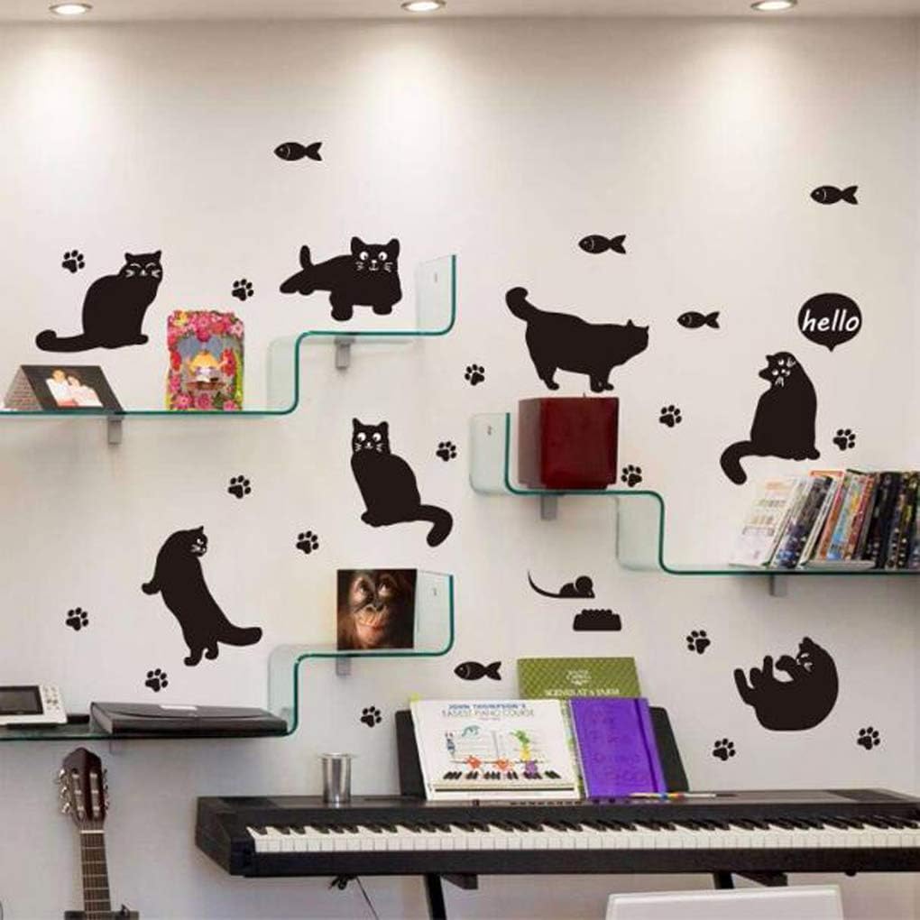 Cartoon Lovely Black Cat Silhouette Wall Sticker Home Decor Kids Room Stairway Corridor Decoration Mural Combination Stickers